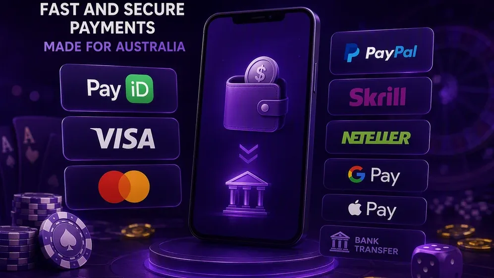 PayID, Visa, Mastercard and e-wallet logos side by side